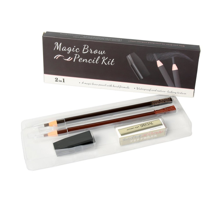 Magic Brow Pencil Kit - 2 Eyebrow Pencils, Sharpener, and Razor