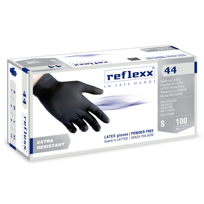 Reflexx 44 Powderfree Black Latex Gloves