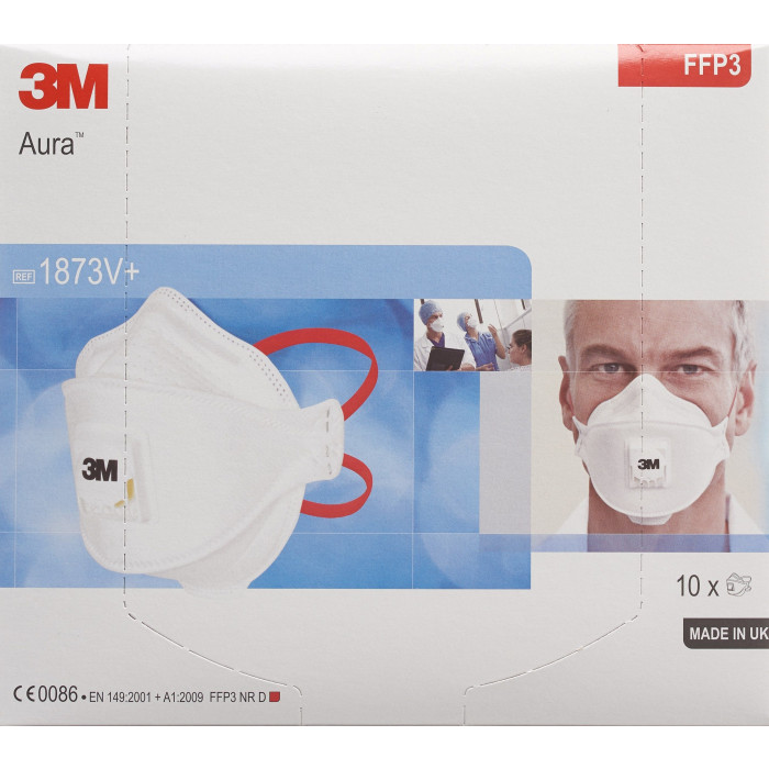 3M Face Mask 1873V+ Aura Disposable Healthcare Respirator FFP3 Valved