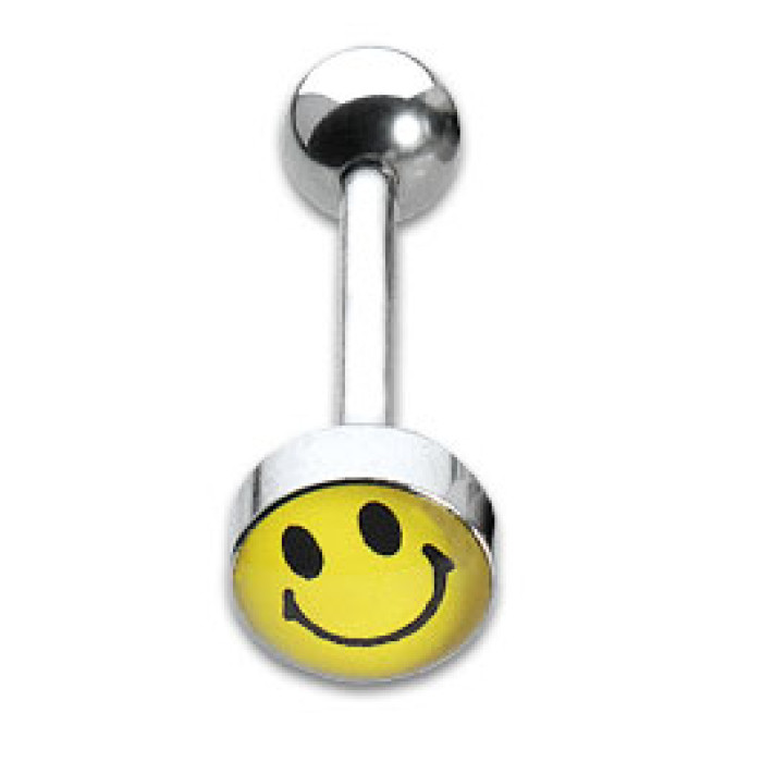 Tongue Studs 1.6x16mm Smiley Face