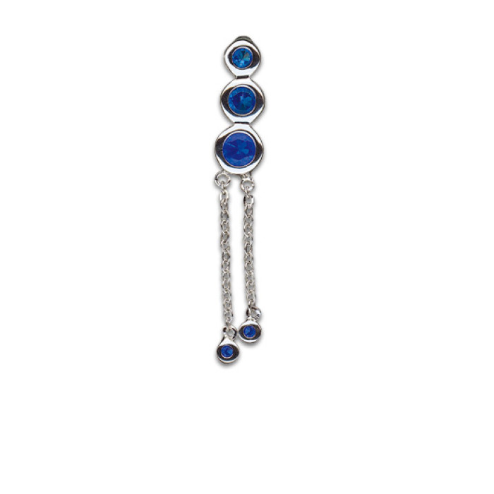 Double zircons pendants 1.6x10mm Bleu Saphir
