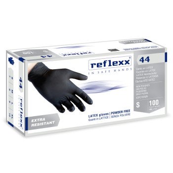 Reflexx 44 Powderfree Gants Noirs Latex 100pcs.