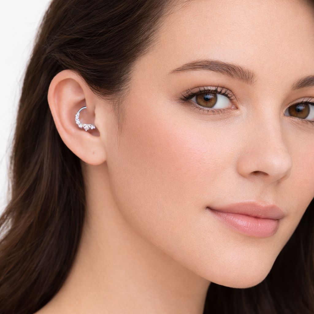 Decorative Clicker Ring with Heart Zirconia (Steel)