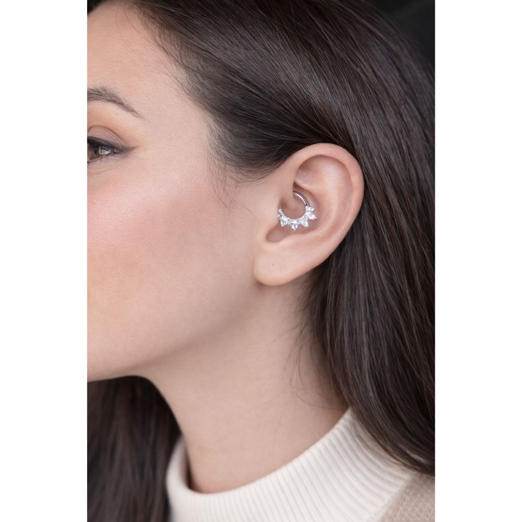 Decorative Clicker Ring with Marquise Zirconia Fan (Steel)