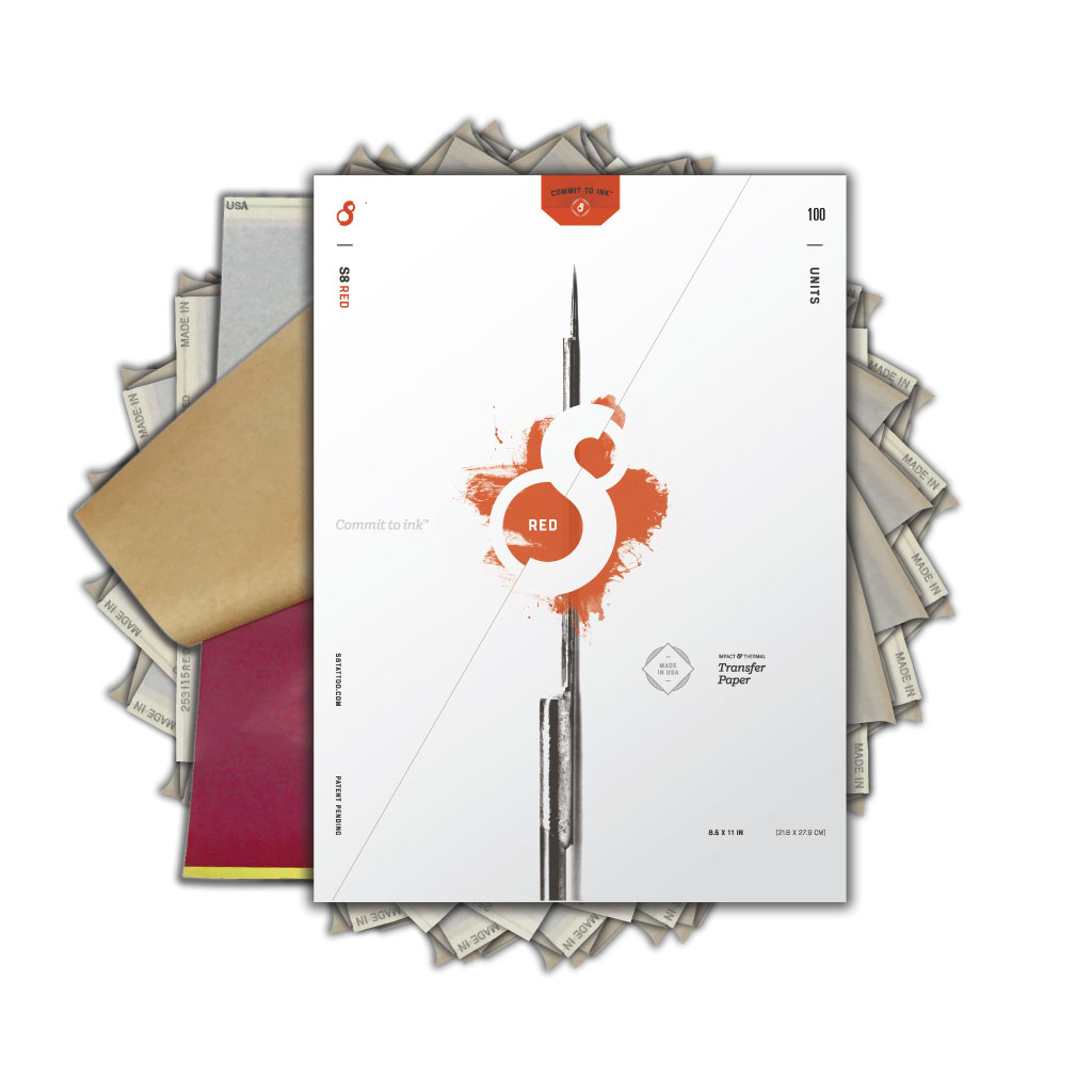 S8 Red Stencil Paper for Thermal Printers & Freehand  (100 Sheets)