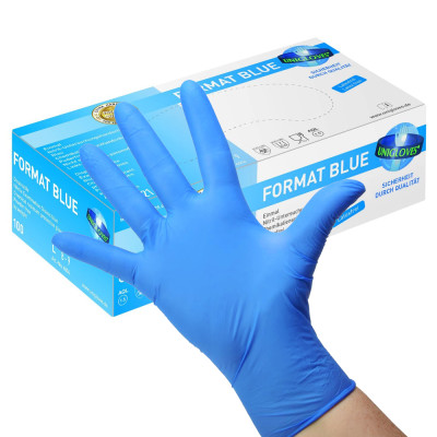 [15336/XL] Unigloves Format Blue Nitrile Gloves XL | Box 100pcs