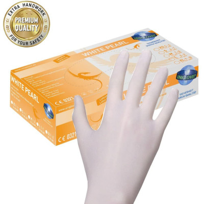 [15335/XL] Unigloves White Pearl Nitrile Gloves XL | Box 100pcs