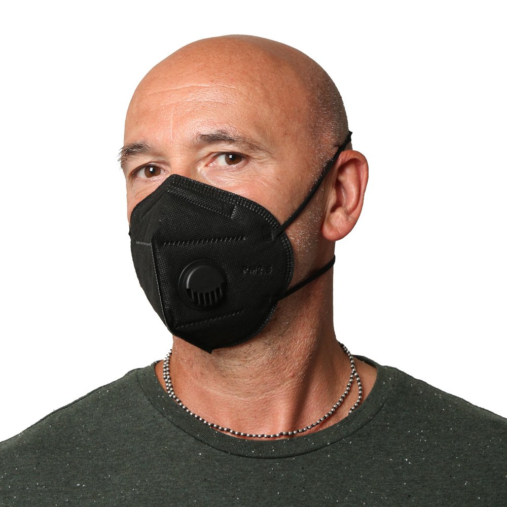 [15815] Black mask with valve and activated carbon filter 5pcs/box (Black)