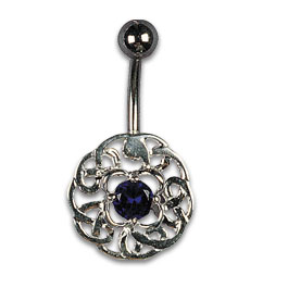 [IBJD32/506] Tribale con zircone Blu Zaffiro 1.6x10mm