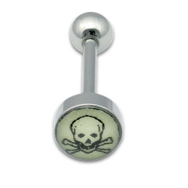 [IBP125] Tongue Studs 1.6x16mm Glow Skull