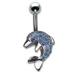 [TBJD112/506AQ] Dolphin with Zircons 1.6x10mm Aquamarine