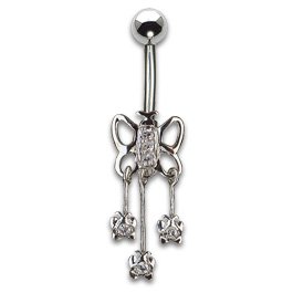 [TBJD230/506CRY] Butterfly with Pendants 1.6x10mm Crystal