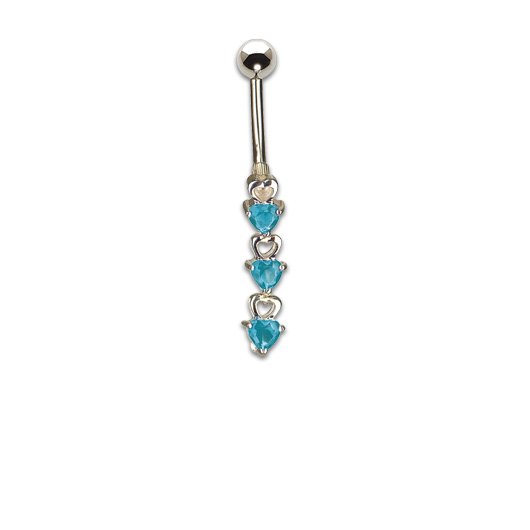 [TBJD246/506AQ] Pendant Hearts 1.6x10mm Aquamarine