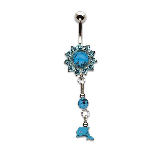 [TBJD310/506AQ/J] Chain Dolphin Banana 1.6x10mm Turquoise
