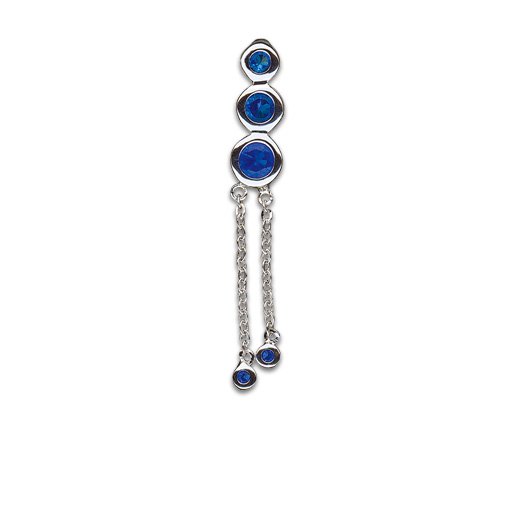 [TBOP103/506SB] Double pendent zircons 1.6x10mm Sapphire Blue
