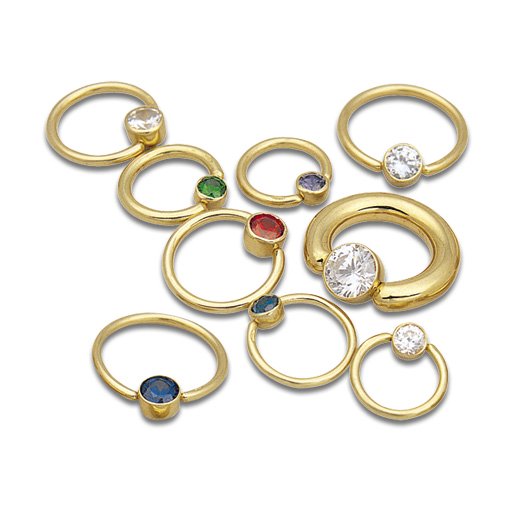 [YCR306/AQ-C] Jewelled Captive Bead Rings