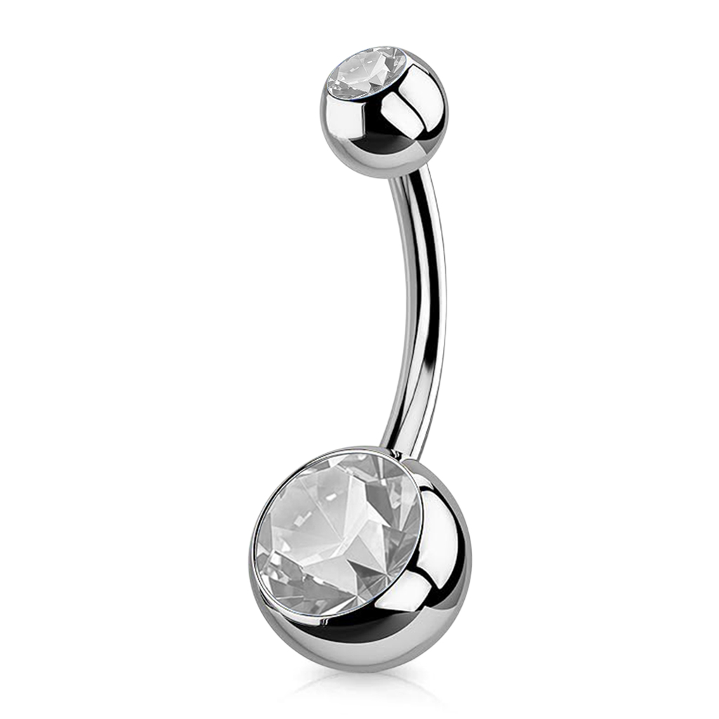 Banana per Ombelico Doppio Gioiello (Acciaio) (Crystal, 8 mm)