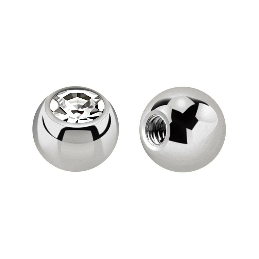 Boules Filetées Ornées de Cristaux (Acier) (Crystal, 1,2 mm, 3 mm)