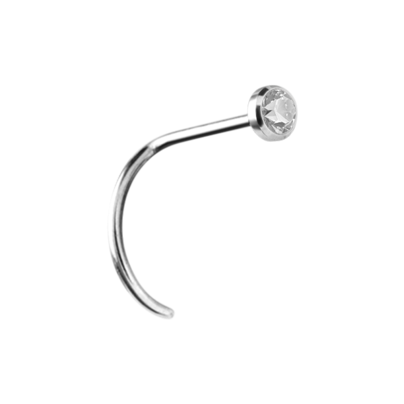 Jewelled Nostril Flat Disc Style (Acero) (Crystal)