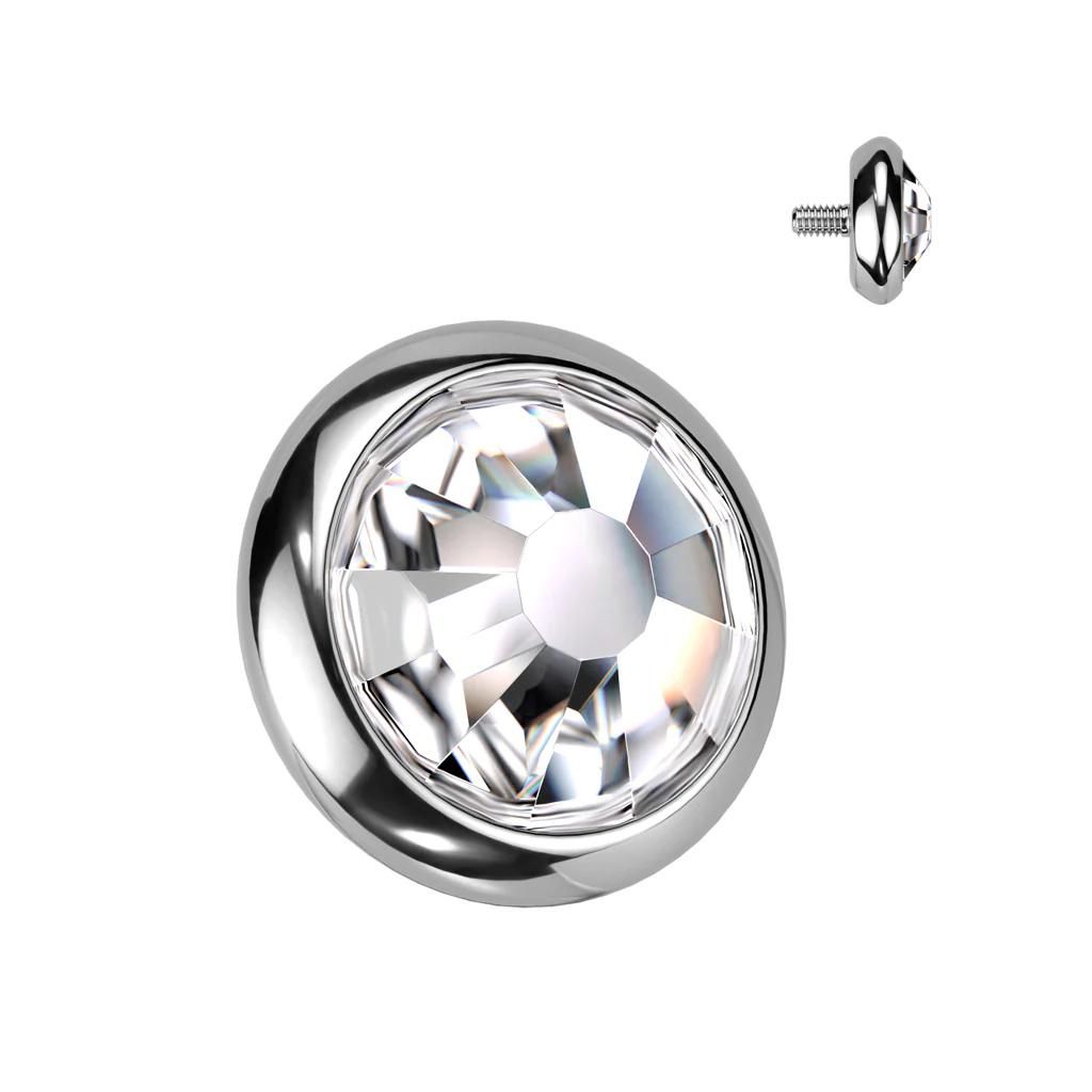 Micro Dermal Jewelled Top (Steel) (Crystal, 3 mm)