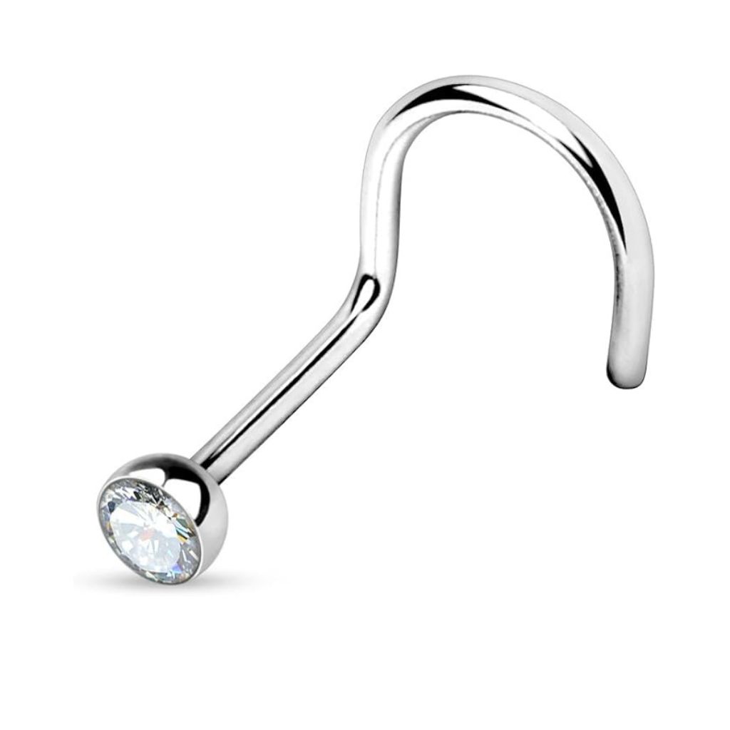 Jewelled Nostril Nose Stud (Steel) (Crystal)
