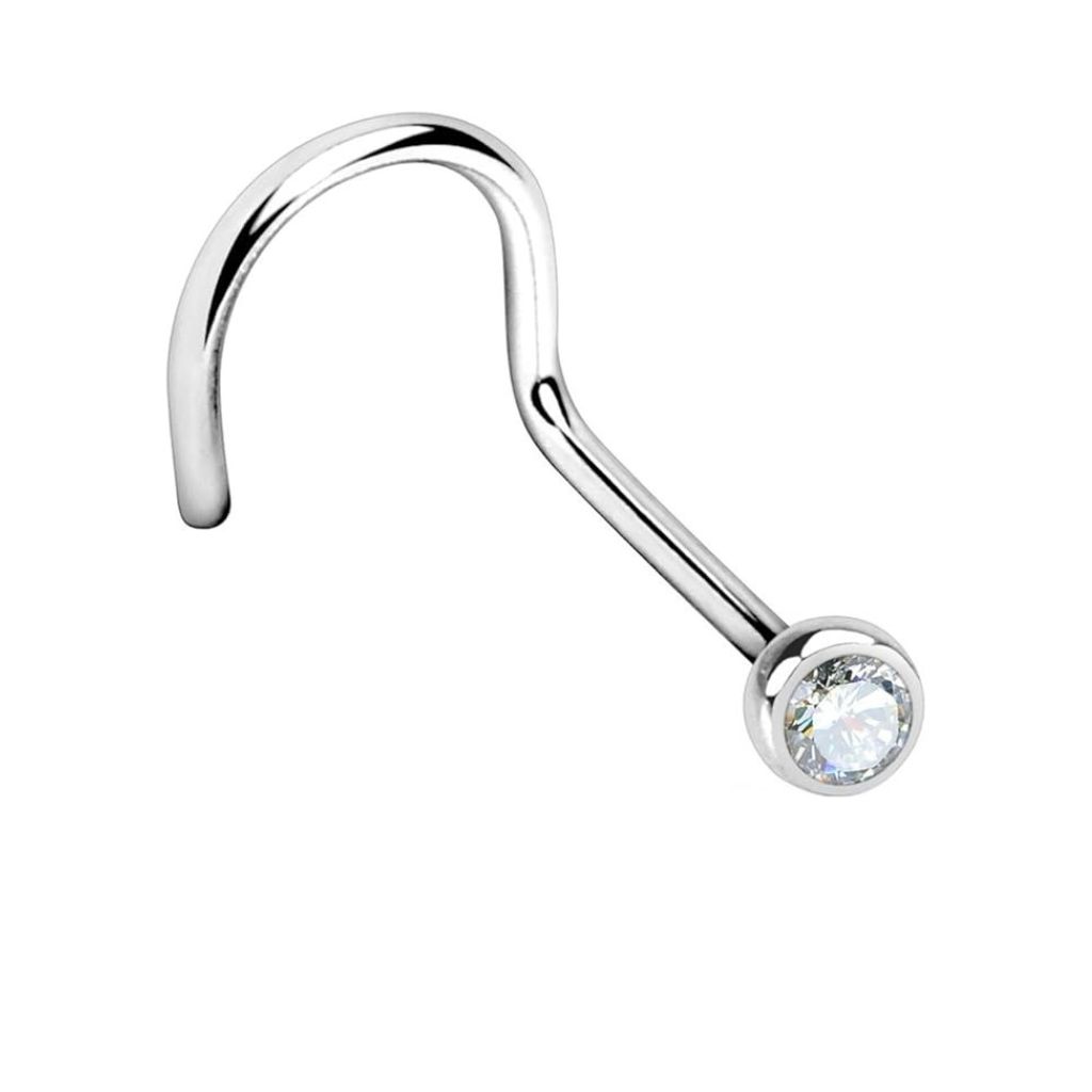 Jewelled Nose Stud Nostril Piercing (Titanium) (Crystal)