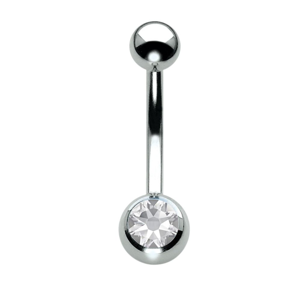 [TJNB505CRYSTAL] Jewelled Baby Navel Banana (Titanium) (Crystal, 8 mm)