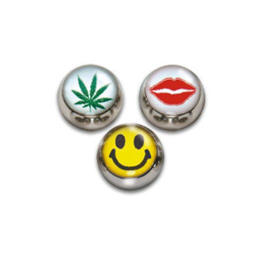 Palline con Immagine Ø 6mm Filetto 1.6mm (Acciaio) (Smiley)