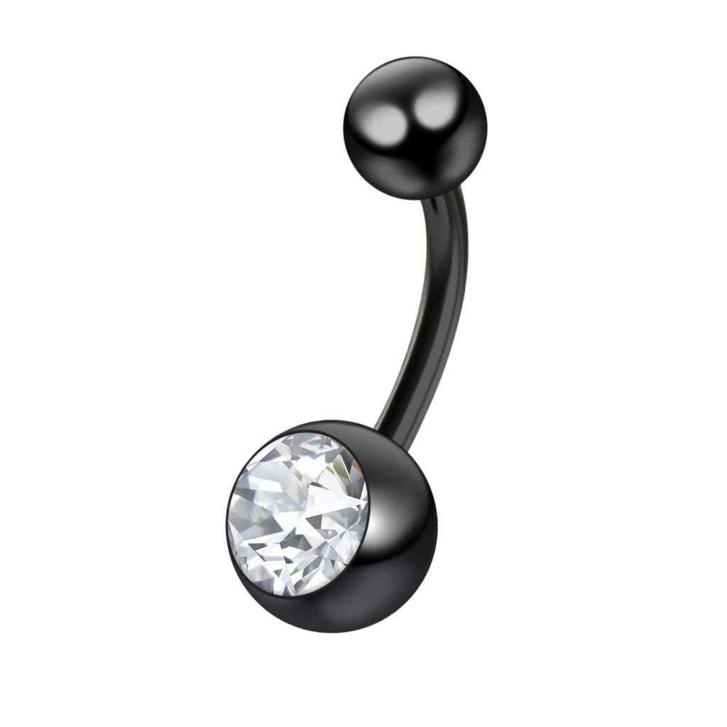 [BKJNS505CRY] Black Jewelled Navel Banana (Titanium) (8 mm)
