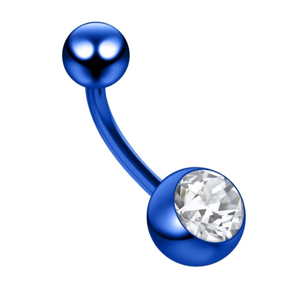 Anodized Navel Banana with Crystal Zircon (Titanium)