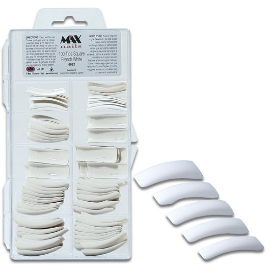 [6882] French Square White 100 Nails
