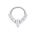 Anello Clicker Decorativo con Zirconia a Goccia (Acciaio)