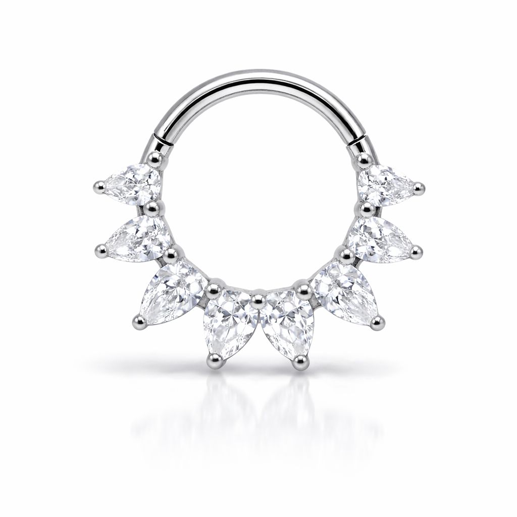 Piercing Clicker Decorativo con Abanico de Circonitas Marquesa (Acero) (8 mm)