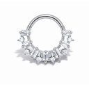 Decorative Clicker Piercing with Baguette Zirconia Cluster (Steel)