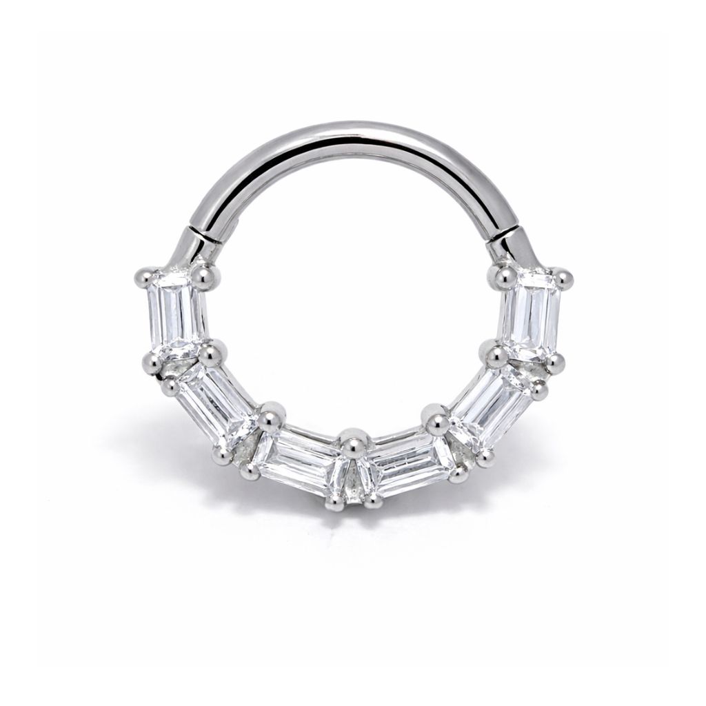 Clicker Piercing Decorativo con Zirconia Lineal (Acero) (8 mm)