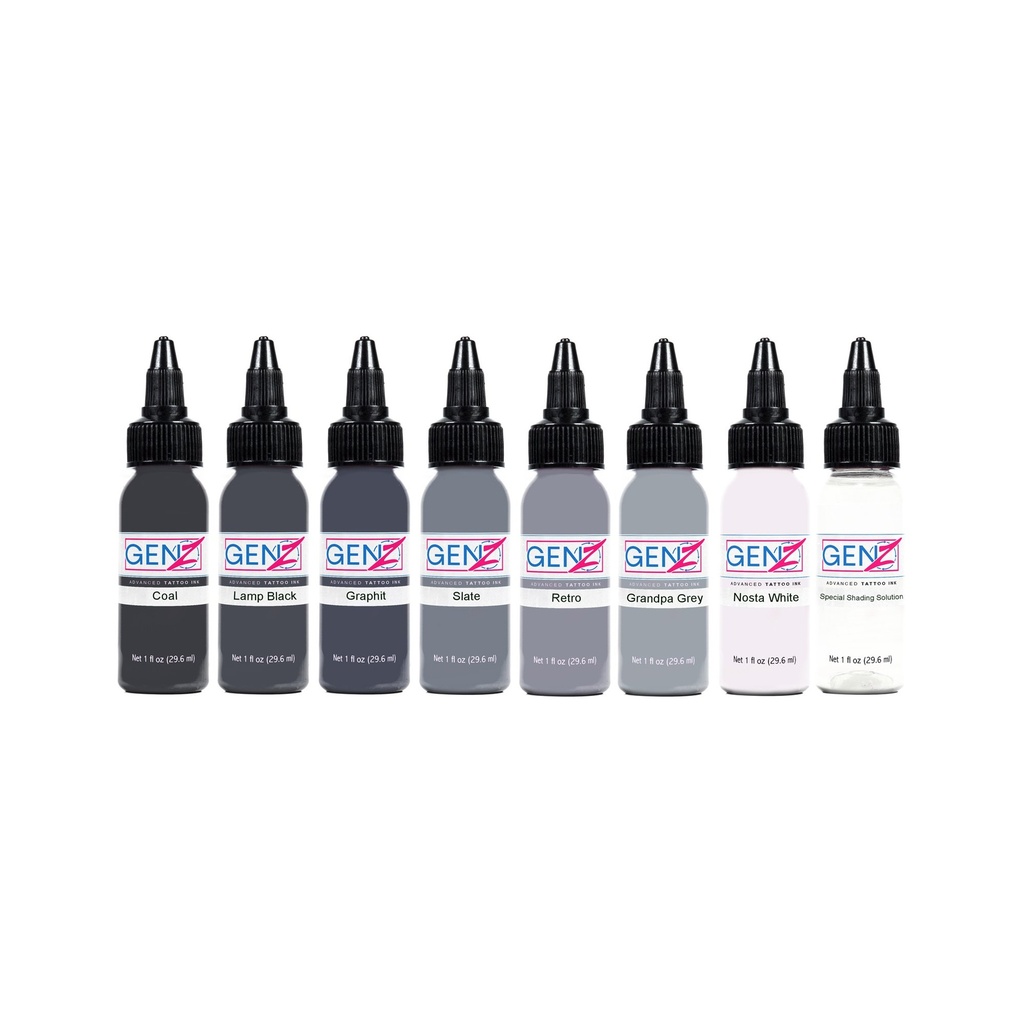 Intenze GEN-Z Power Grey Tattoo Ink Set 8x30ml