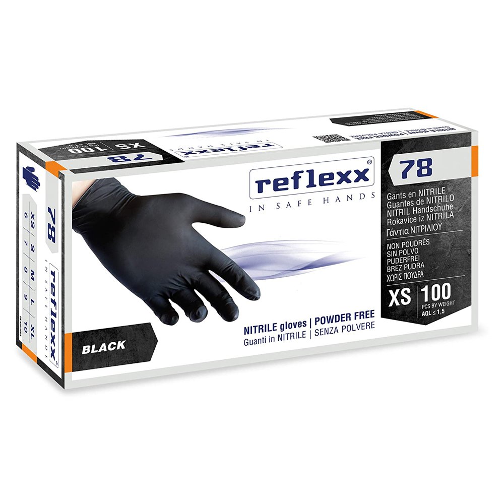 Reflexx 78 Gants en Nitrile Noir (Small)