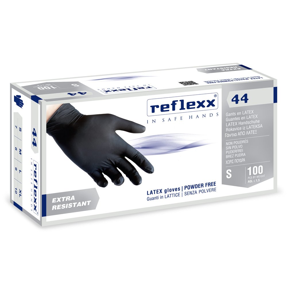 Reflexx 44 Black Latex Gloves (Small)