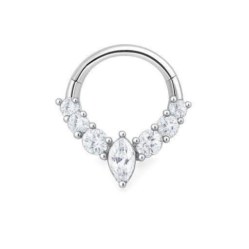 Anillo Clicker Decorativo con Zirconia en Forma de Gota (Acero)