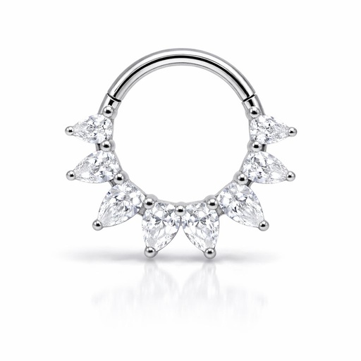 Piercing Clicker Decorativo con Abanico de Circonitas Marquesa (Acero)